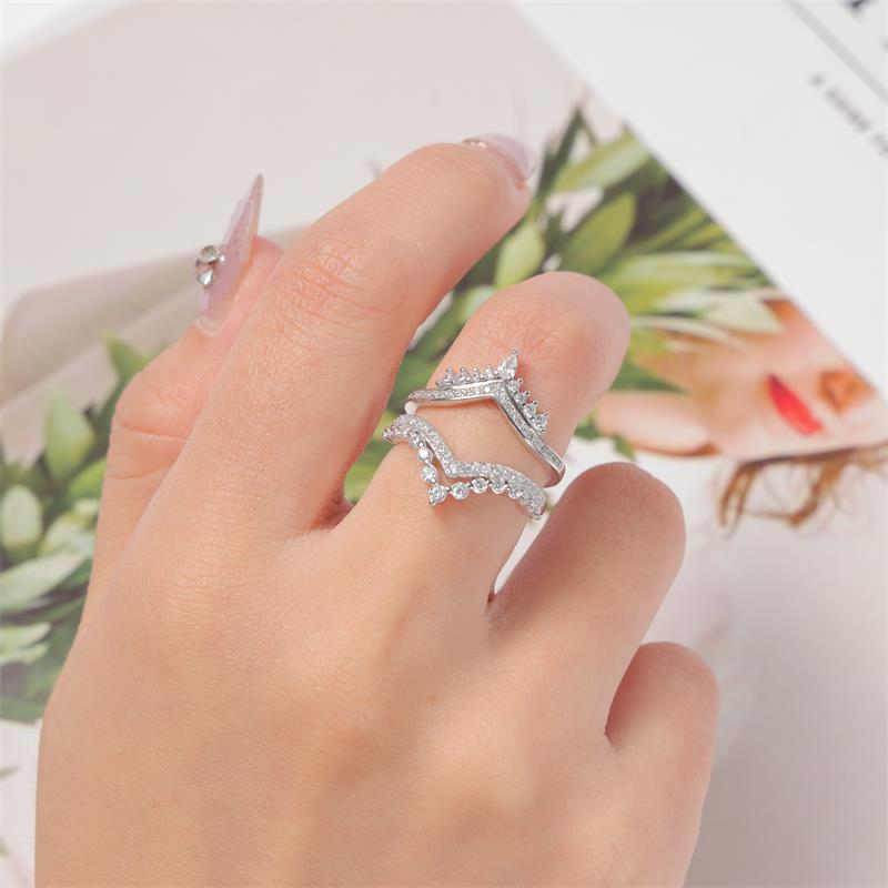 #A037 Luxury Unique V band Accessory Ring S925 Sterling Silver