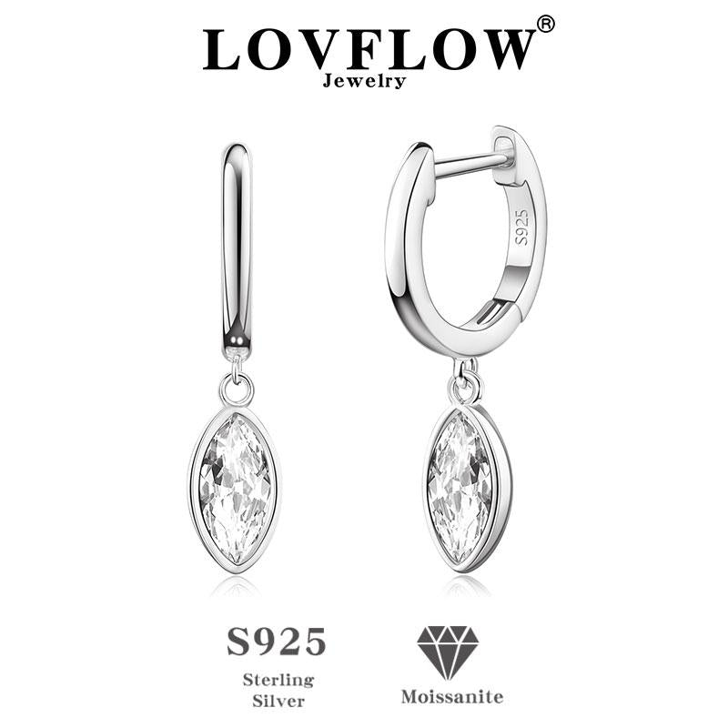 #A010 Marquise Cut Moissanite Dangle Earrings S925 Sterling Silver