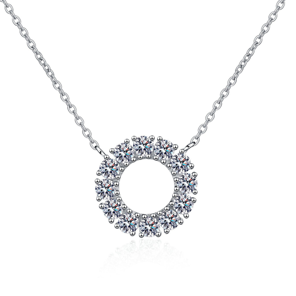 [Valentine's Gift] #746 Round Shape Full Moissanite Necklace S925 sterling Silver