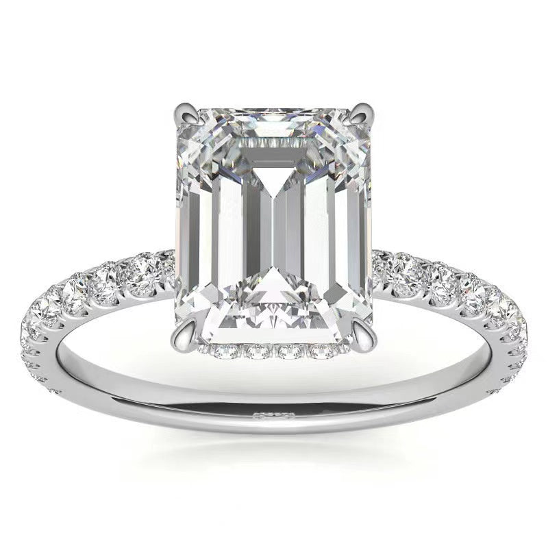 #301 1-4CT Emerald Cut Moissanite Ring S925 Sterling Silver