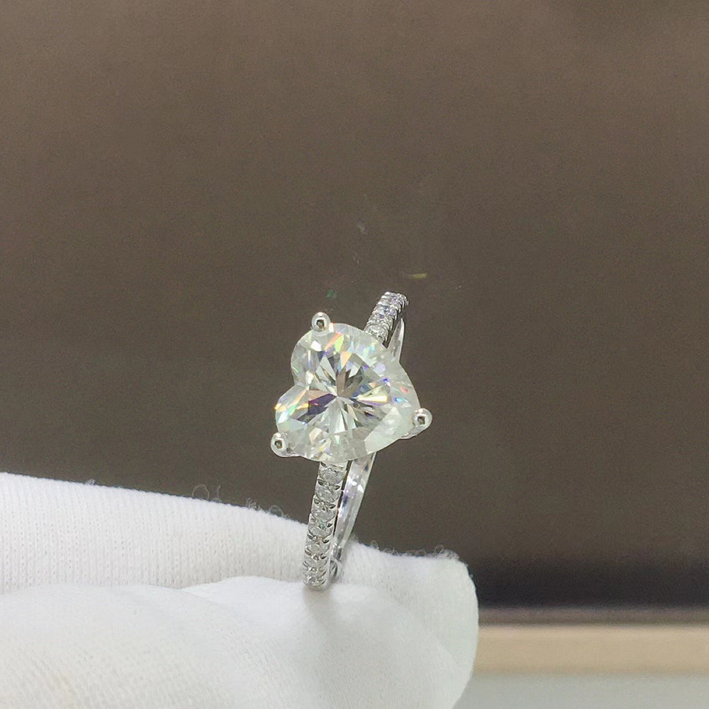 #312 1Carat Heart Moissanite Ring S925 Sterling Silver HGE Placeted 18karat Gold