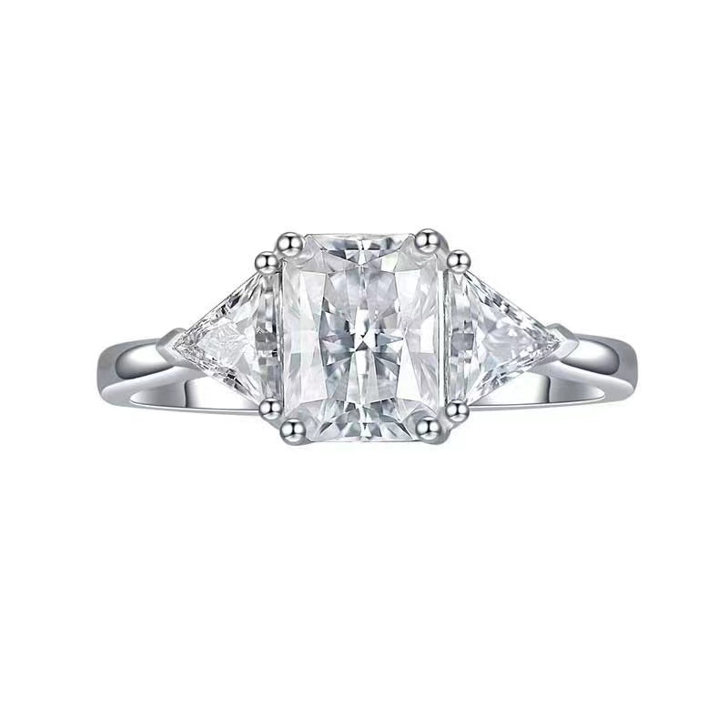 #337  Luxury 3Carat Emerald Cut Moissanite Ring S925 Sterling Silver