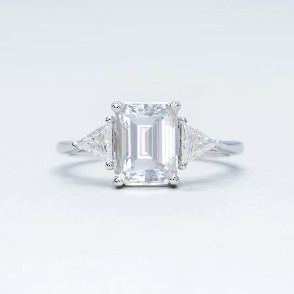 #337  Luxury 3Carat Emerald Cut Moissanite Ring S925 Sterling Silver