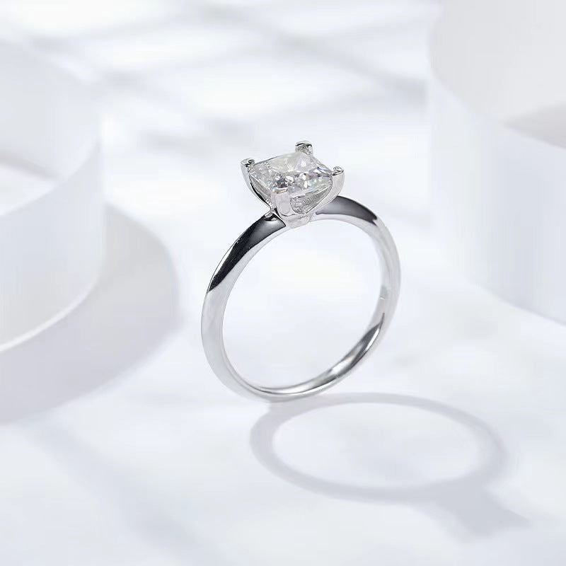 #763 Princess Cut Moissanite Women Ring S925 Sterling Silver Jewelry