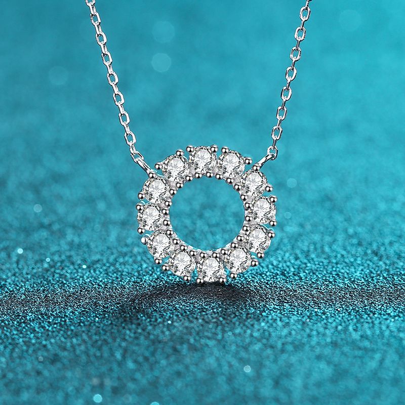 [Valentine's Gift] #746 Round Shape Full Moissanite Necklace S925 sterling Silver