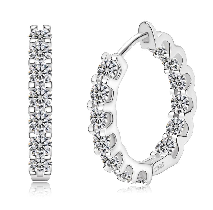 #A033 Moissanite Earring Hoop 925 Sterling Silver Jewelry
