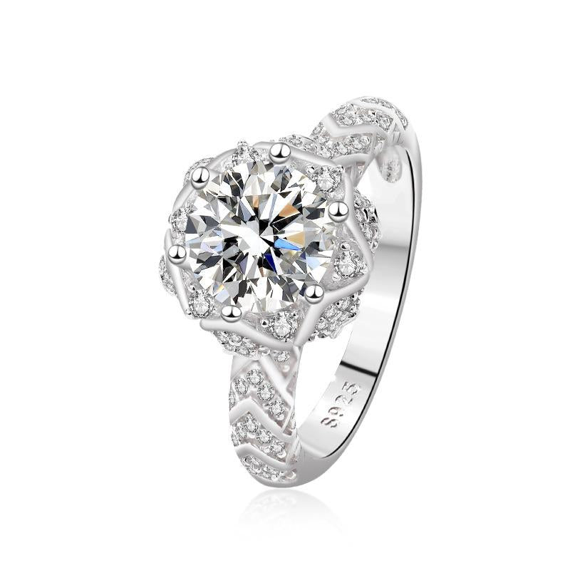 #706 Flower 2ct Moissanite Ring S925 Sterling Silver