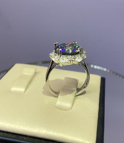 #602 5carat Green Moissanite Ring 925 Sterling Silver