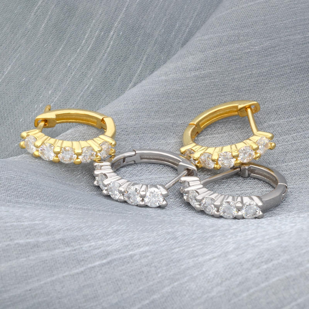#A014 All Moissanite Hoop Earrings For Women S925 Sterling Silver