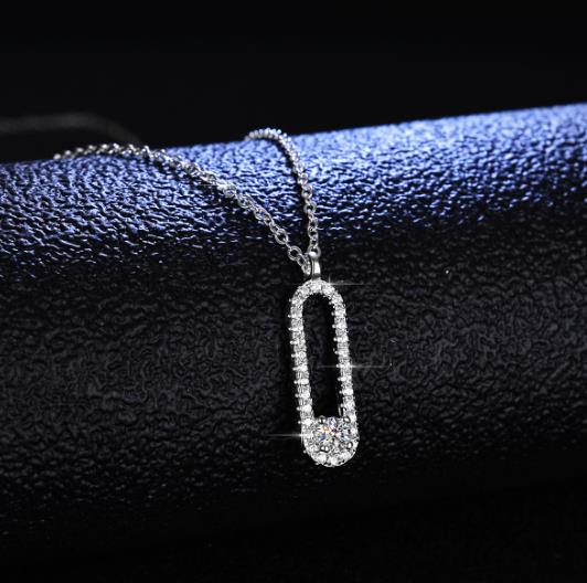 #603 Moissanite Pin Desgin Stud Earring Necklace Set 925 Sterling Silver