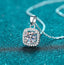 #308 1carat Moissanite Square Halo Necklace S925 Sterling SIlver