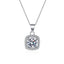 #308 1carat Moissanite Square Halo Necklace S925 Sterling SIlver