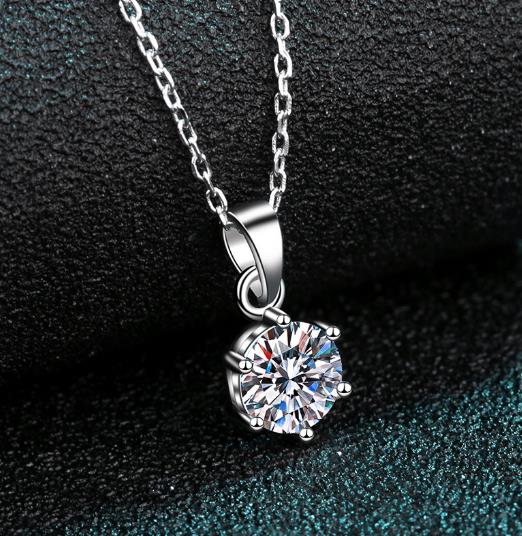 #394 1-5carat Moissanite Necklace S925 Sterling Silver