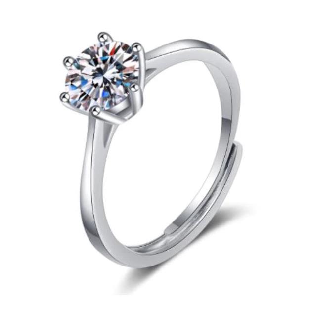 #01  Benefit 1carat Moissanite Ring 925 Sterling Silver