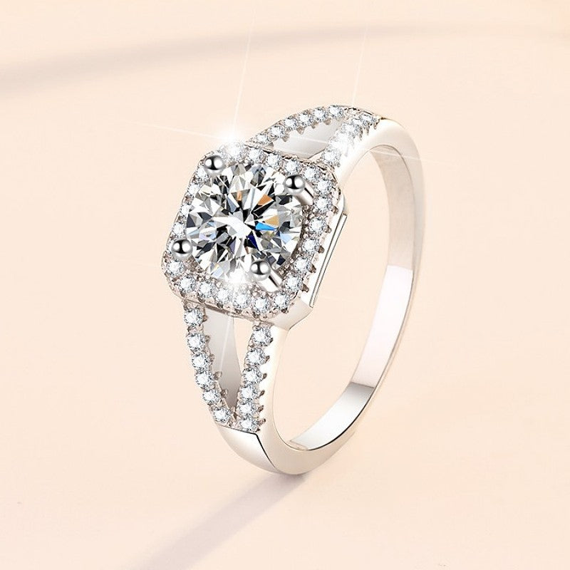 #c85 1carat Moissanite Ring S925 Sterling Silver