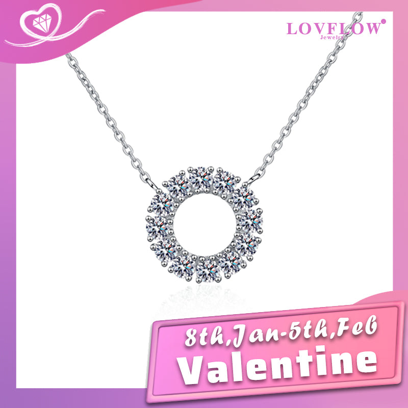 [Valentine's Gift] #746 Round Shape Full Moissanite Necklace S925 sterling Silver