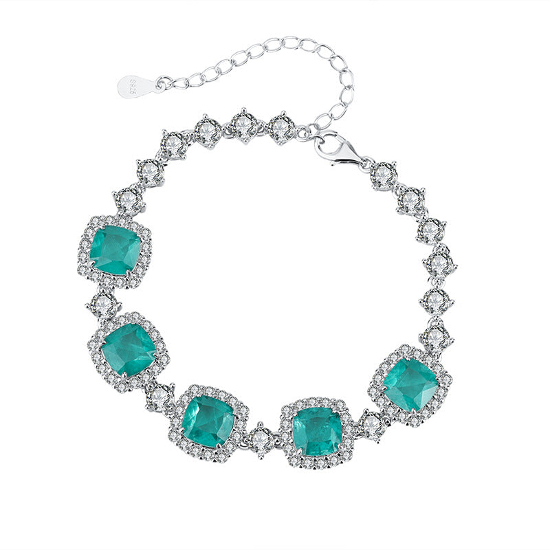 #609 Luxury Emerald Gem Bracelet S925 Sterling Silver
