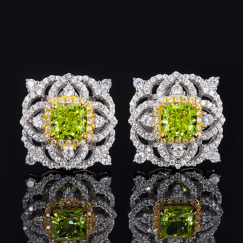 #635 Luxury 8*8mm Olive Green Gem Jewelry Set 925 Sterling Silver