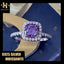 #405 1-2Carat Purple Moissanite Ring S925 Sterling Silver Halo Design