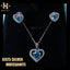 #421 Gorgeous Sea Blue Heart Necklace Stud Earring S925 Sterling Silver