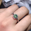 #163  1-2Carat Green Moissanite Women Ring S925 Sterling Silver