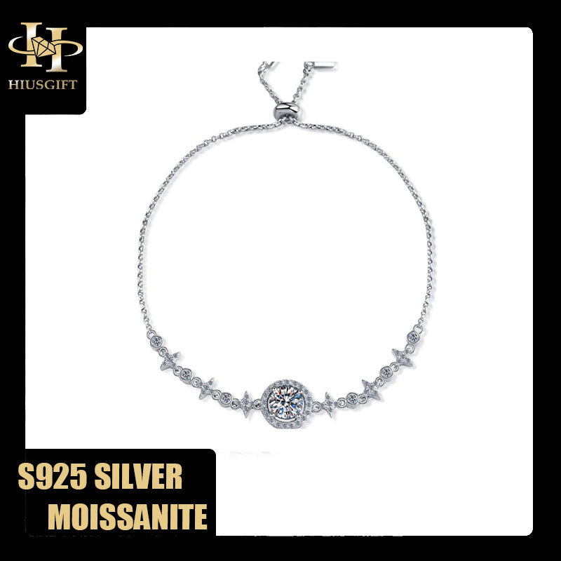 #176 1Carat Moissanite Star Bracelet S925 Sterling Silver