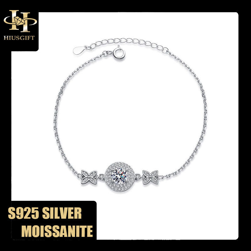 #184 1Carat Moissanite Bracelet Halo Design S925 Sterling Silver