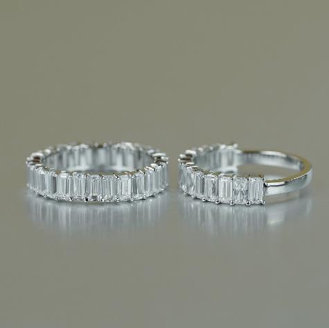#459 2*4mm Emerald Cut Moissanite Eternity Band S925 Sterling Silver