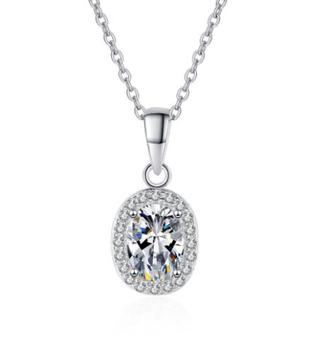 #557 5*7MM 1carat Oval Moissanite Necklace 925 Sterling Silver