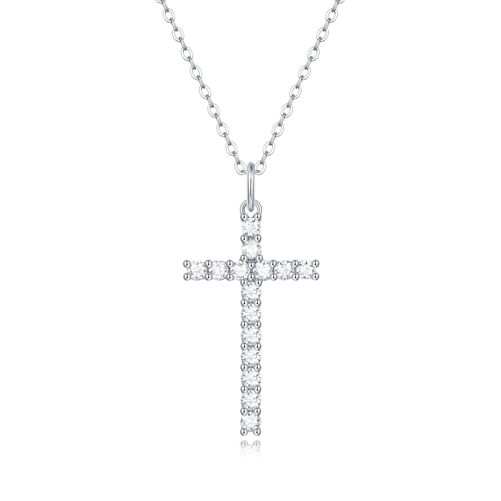 #101 Moissanite Cross Necklace S925 Sterling Silver