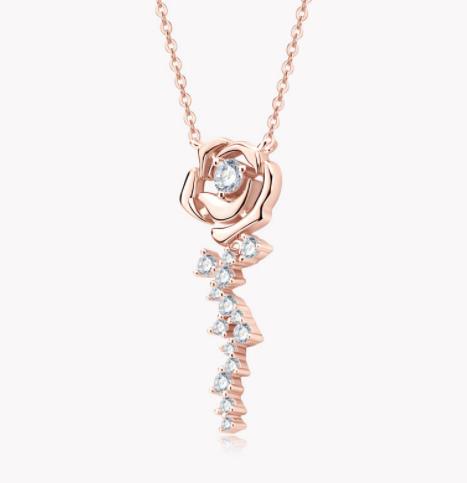 #554 0.56carat Moissanite Necklace Rose Gold Pendant 925 Sterling Silver