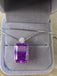 # 354 Purple Artificial Gem Radiant Cut S925 Sterling Silver Ring Earing Necklace Set