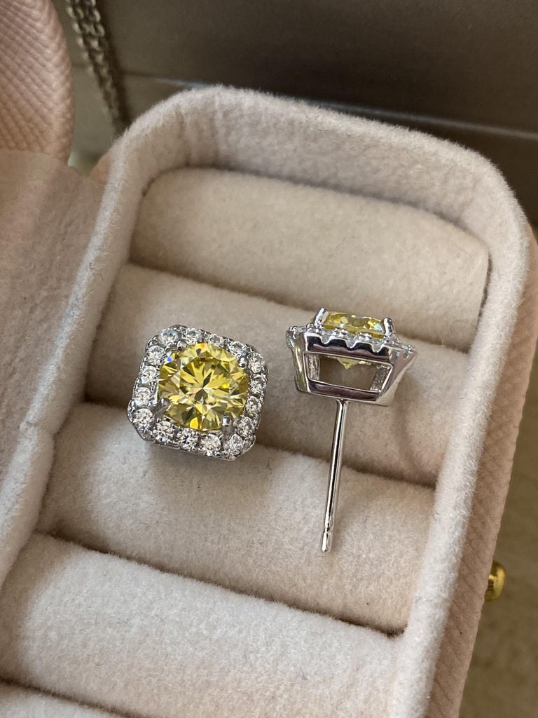#C07 Lemon Yellow Moissanite Jewelry Set S925 Sterling Silver