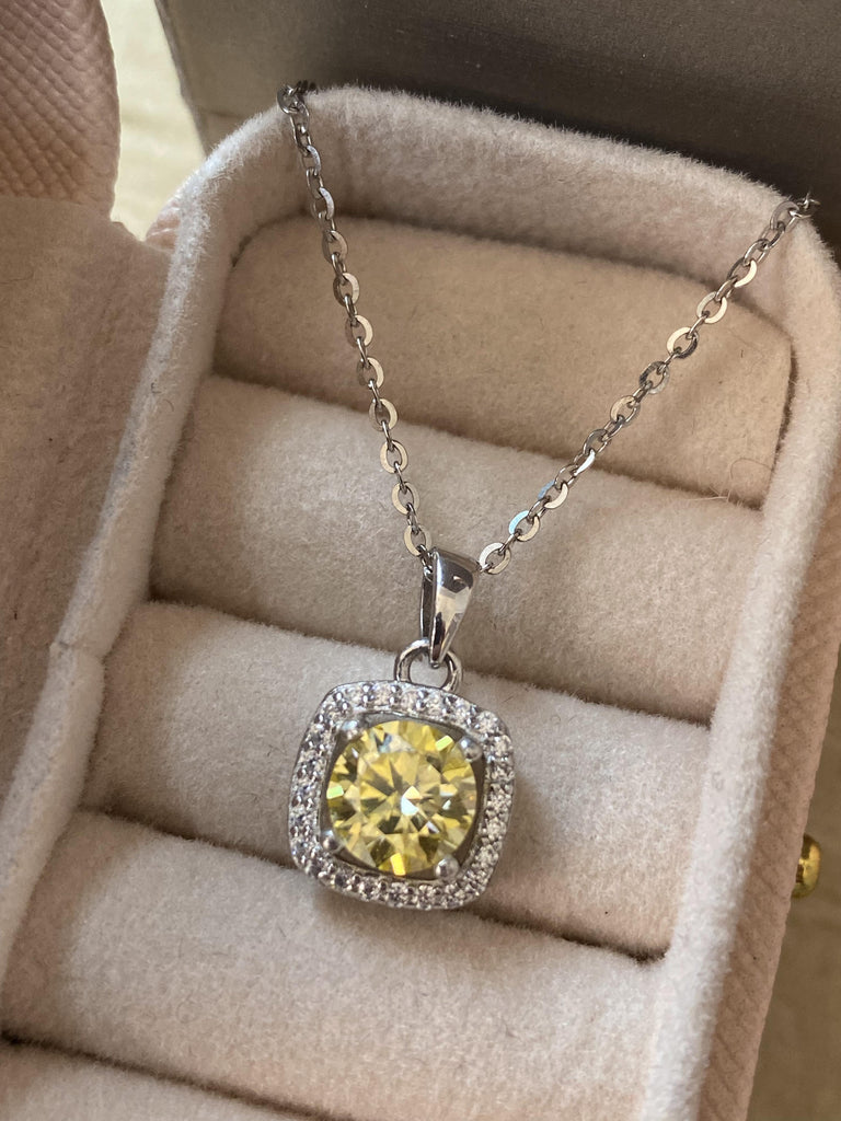 #C07 Lemon Yellow Moissanite Jewelry Set S925 Sterling Silver