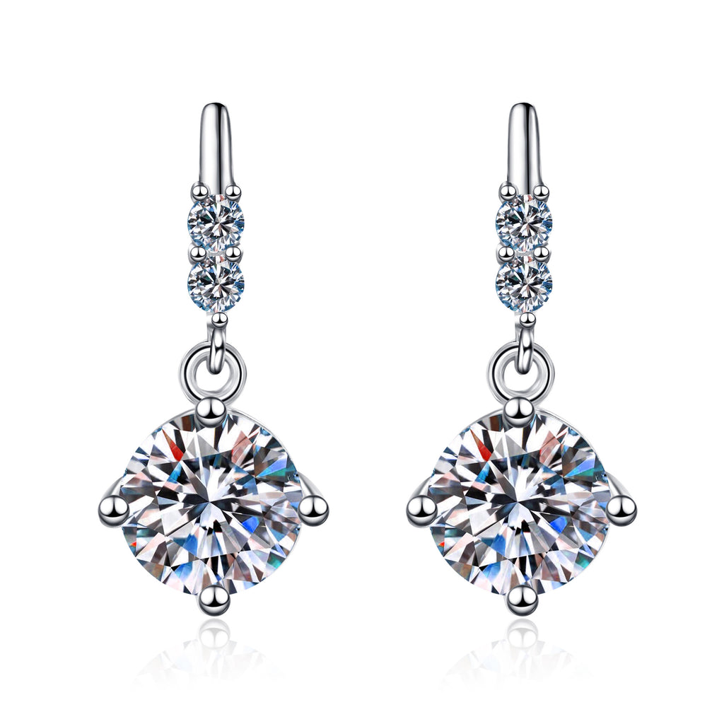 #138 1-2Carat Gorgeous Moissanite Dangle Earing S925 Sterling Silver