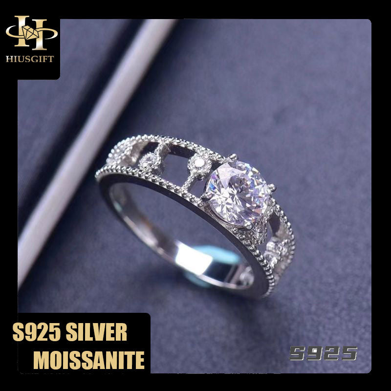 #265 Unique 1Carat Moissanite Ring  S925 Sterling Silver HGE Plated 18 Karat Gold