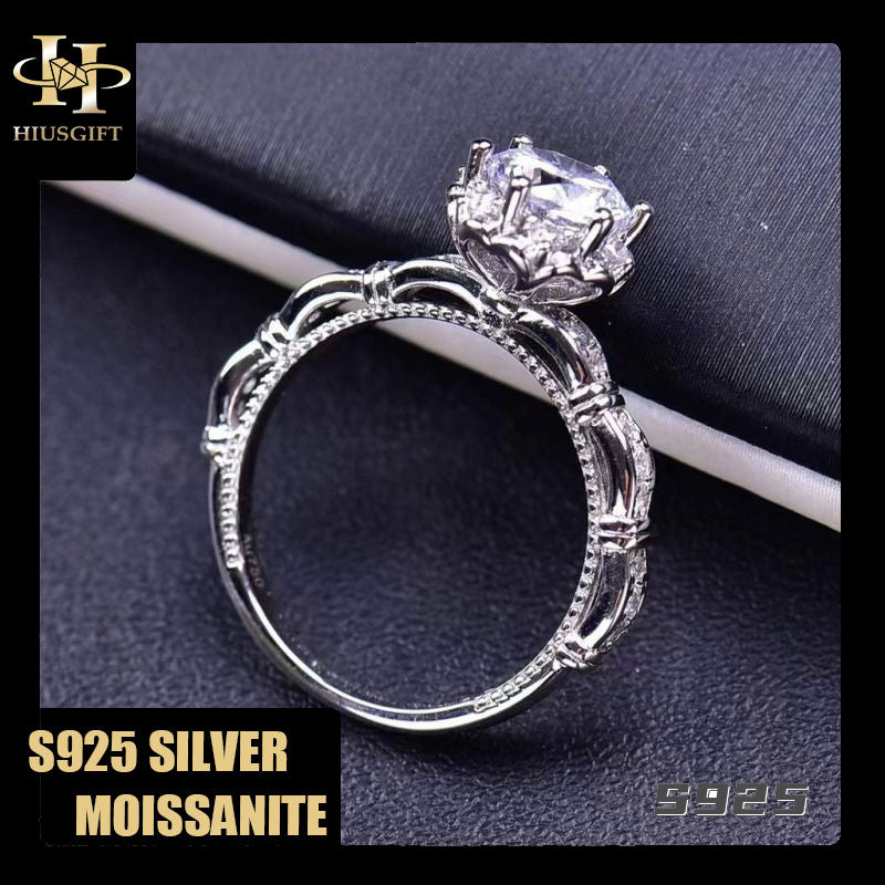 #266 1Carat Moissanite Ring S925 Sterling Silver HGE Plated 18 Karat Gold