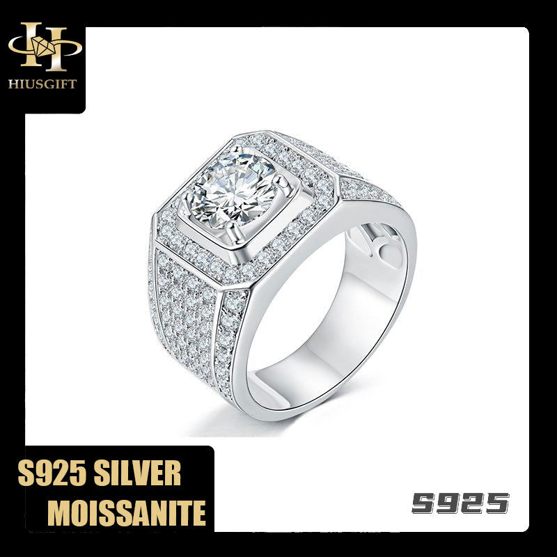 # 283 1-5Carat Man Moissanite Ring S925 Sterling Silver Fix Band