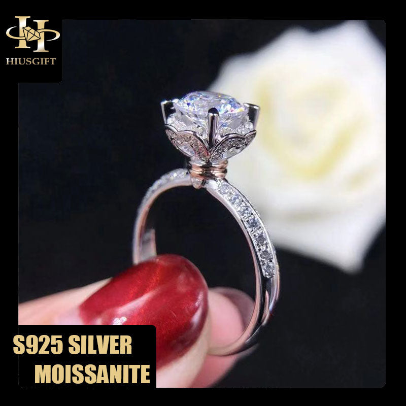 #291 1-2Carat Moissanite Ring S925 Sterling Silver HGE Placeted 18 karat  Gold