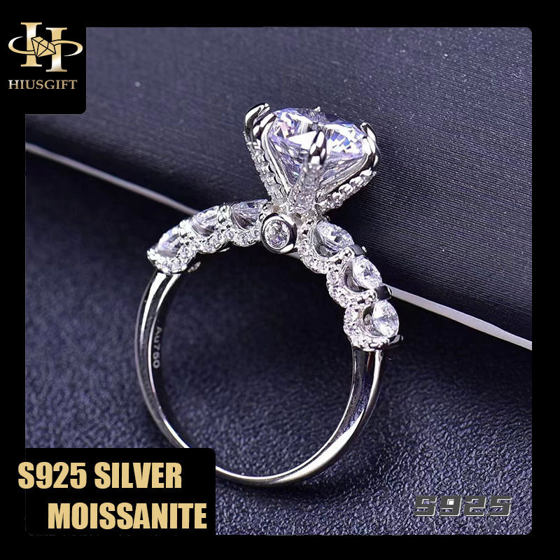 #331 2/3carat Moissanite Ring 925 Sterling Silver HGE Plated 18 Karat Gold