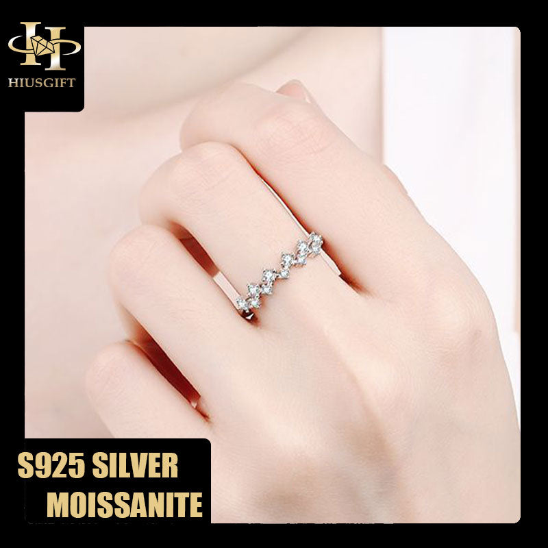 #341  Unique Moissanite Band Ring  S925 Sterling Silver