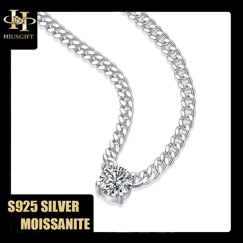 #357 Cuban Man Moissanite Necklace and Bracelet S925 Sterling Silver