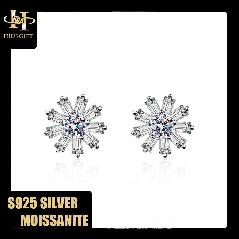 #418 Flower Ear Stud Moissanite S925 Sterling Silver