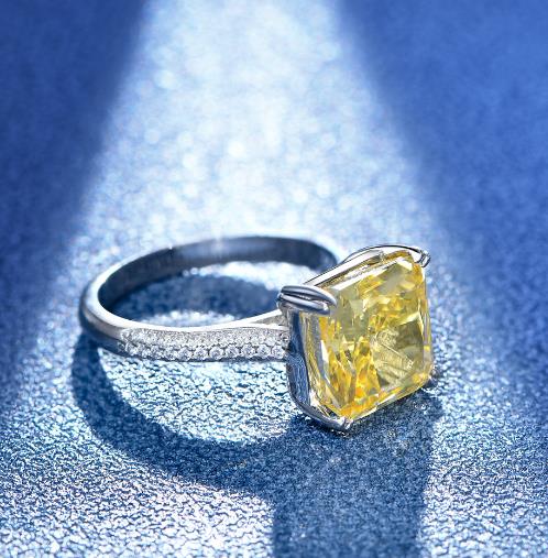 #522  5carat  Gem Stone Radiant Cut Ring 925 Sterling Silver