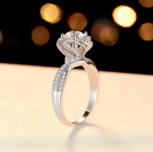 #252 2carat Moissanite Flower Ring 925 Sterling Silver