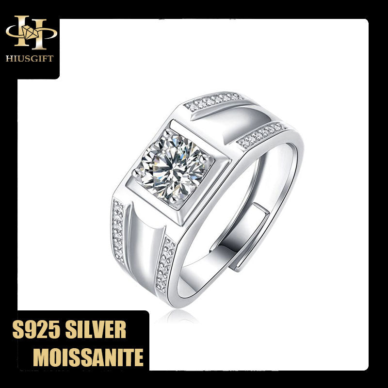 #65 Hot Men Moissanite Ring 1Carat S925 Sterling Silver