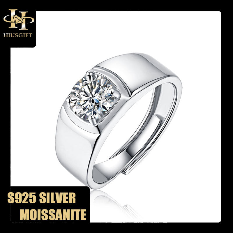 #66 1-3Carat Men Moissanite Ring S925 Sterling Silver