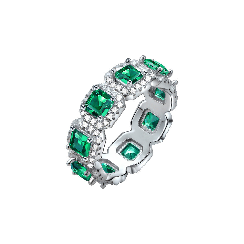#410 High Carbon Gemstone Ring Band S925 Sterling Silver