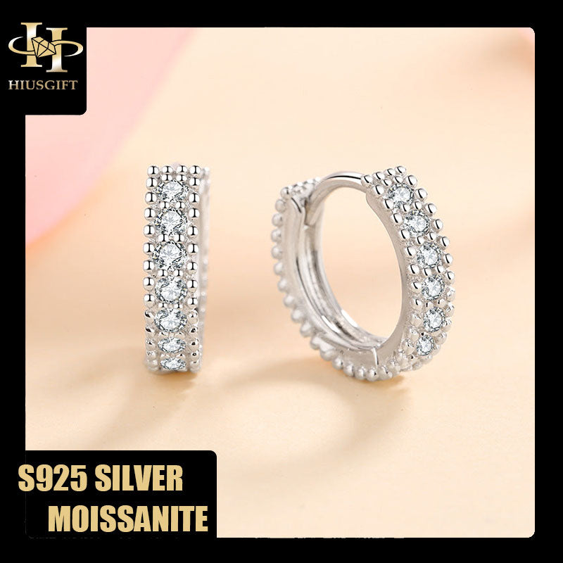 #335  Unique Moissanite Hoop Earing  S925 Sterling Silver Earing