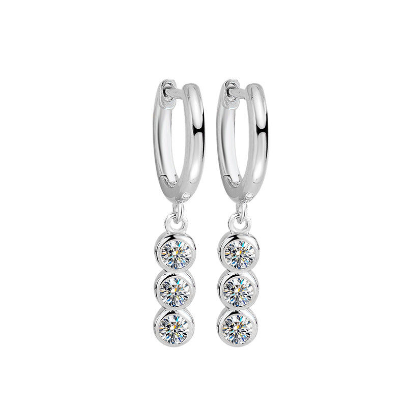 #546  All  Moissanite Dangle Earring S925 Sterling Silver